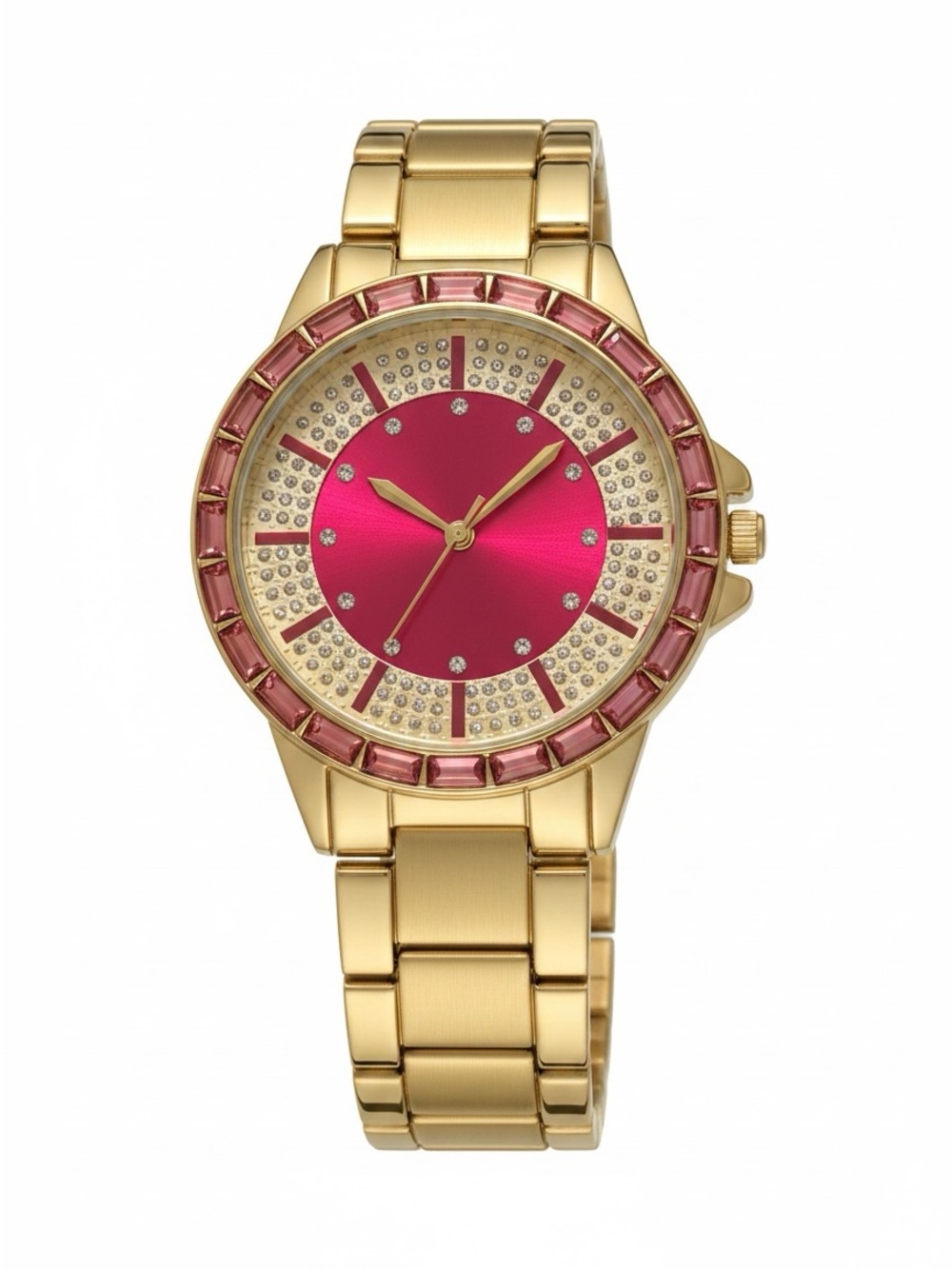 INC Gold and Pink Crystal Accent Women's Bracelet Watch NWT